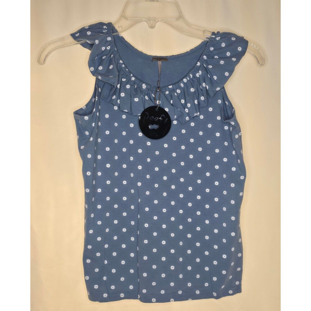 Poof! Girl Sleeveless Cotton LightBlue/White Stars Tank Top